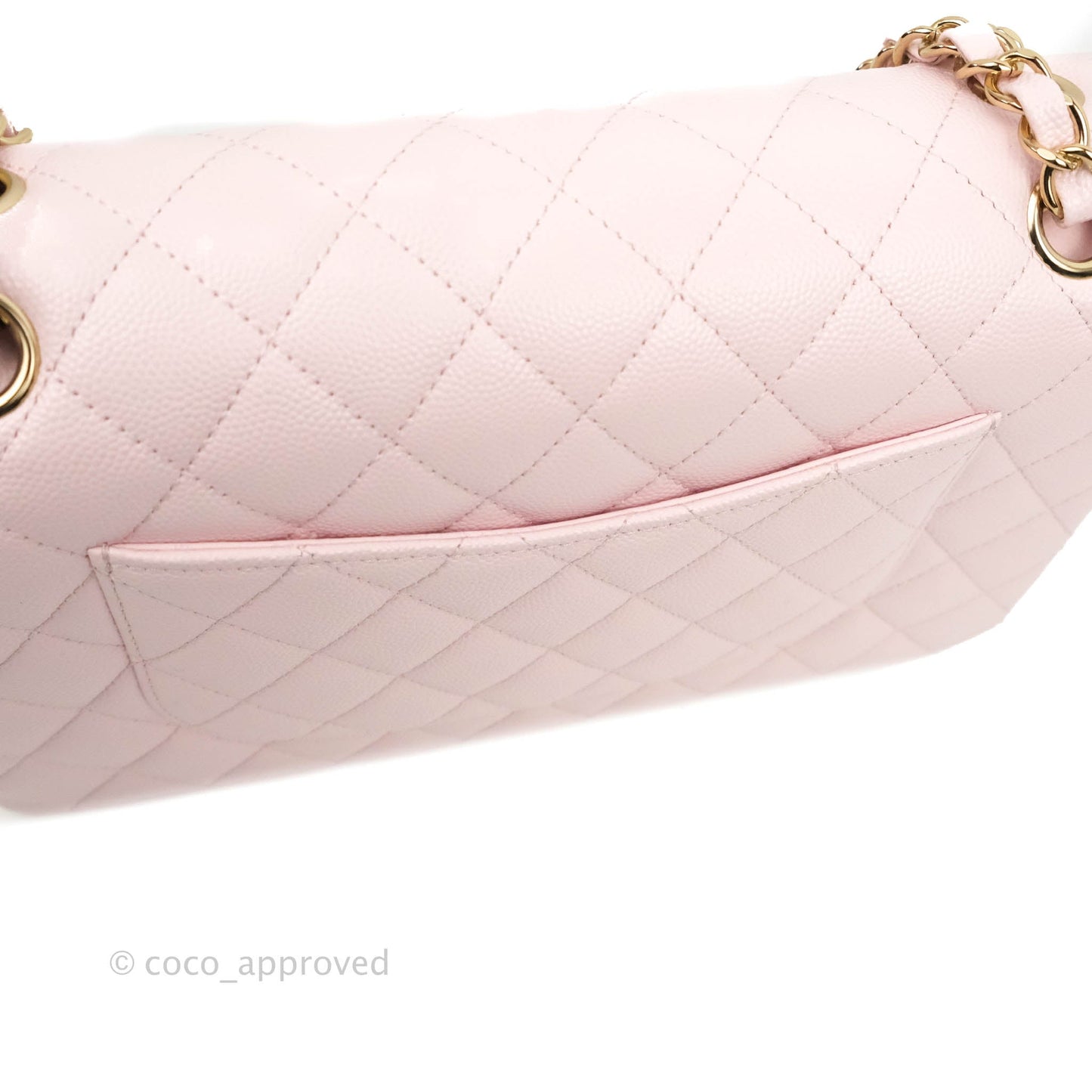 Chanel Classic M/L Medium Flap Quilted Light Pink Caviar Gold Hardware 22P