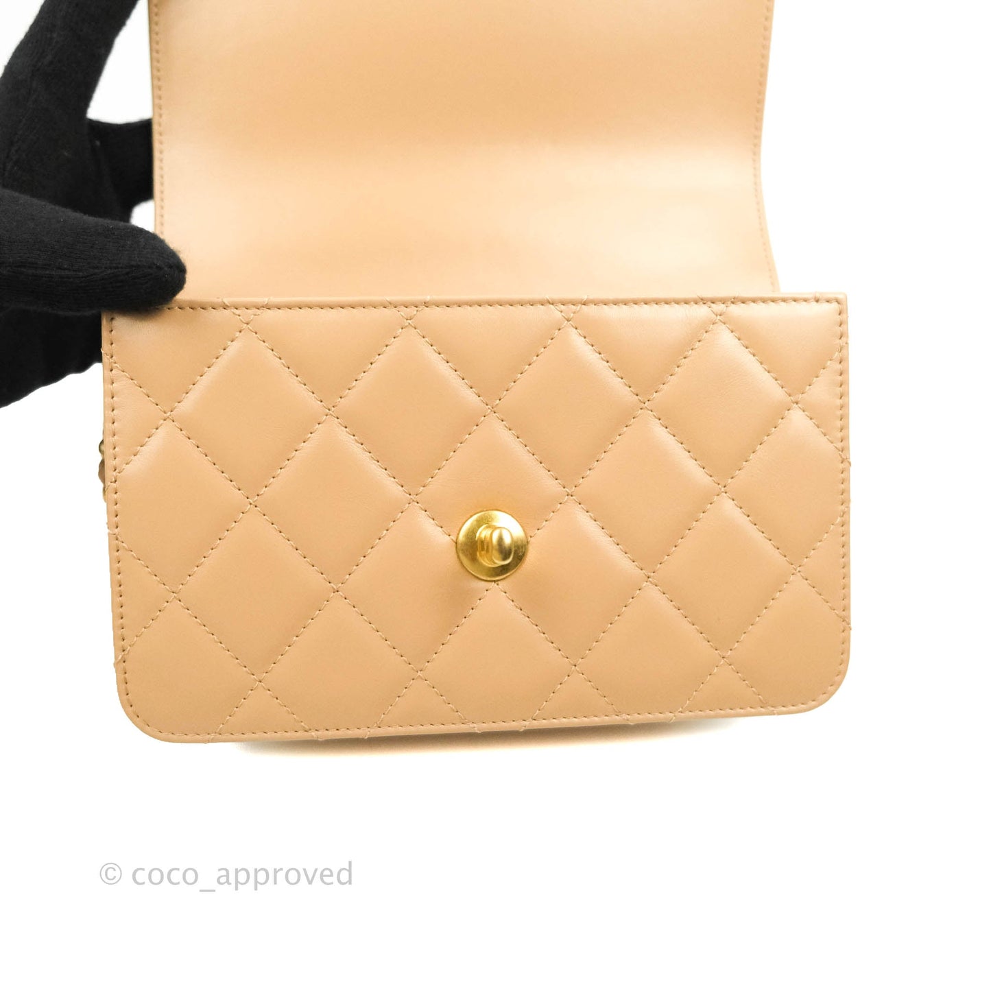 Chanel Quilted Mini Perfect Fit Adjustable Beige Calfskin Gold Hardware 21A