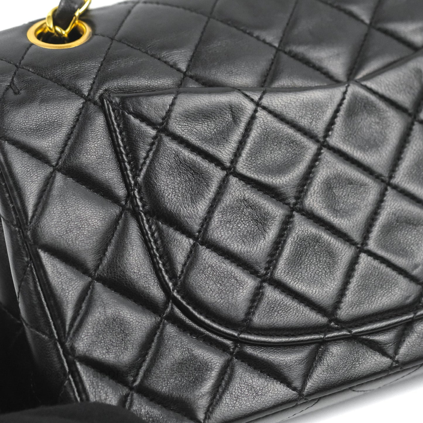 Chanel Vintage Classic Small S/M Flap Black Lambskin 24K Gold Hardware