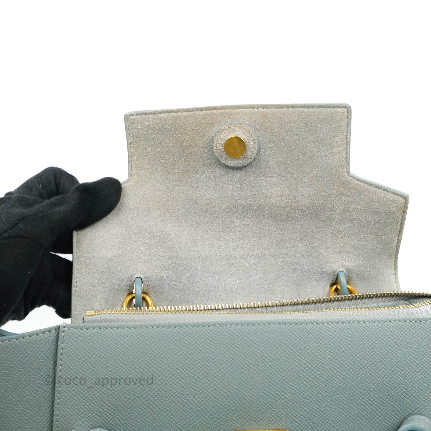 Celine Micro Belt Bag Light Blue Grained Calfskin Gold Hardware