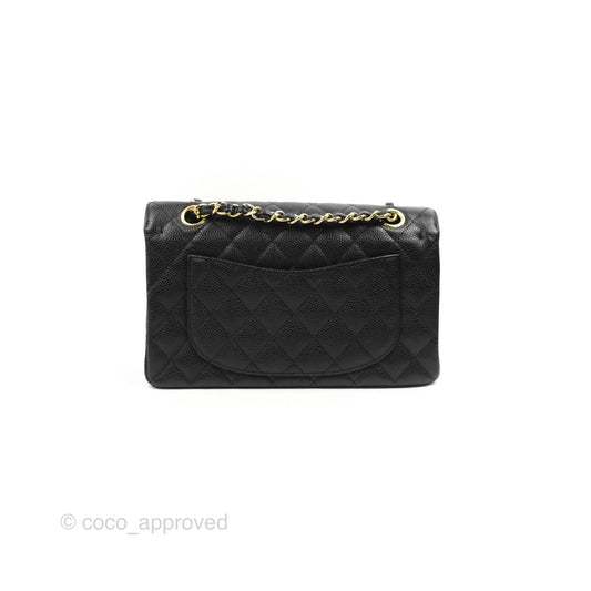 Chanel Small Classic Quilted Flap Black Caviar Gold Hardware
