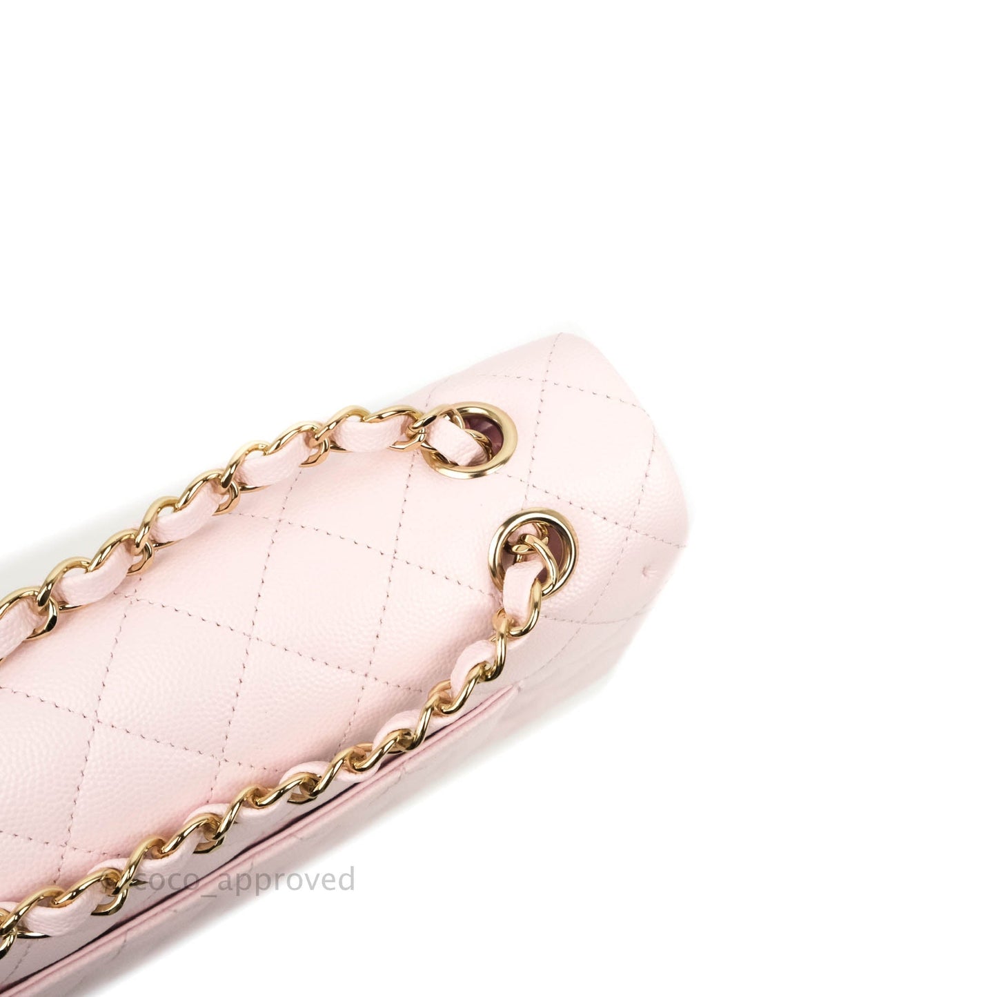 Chanel Classic M/L Medium Flap Quilted Light Pink Caviar Gold Hardware 22P