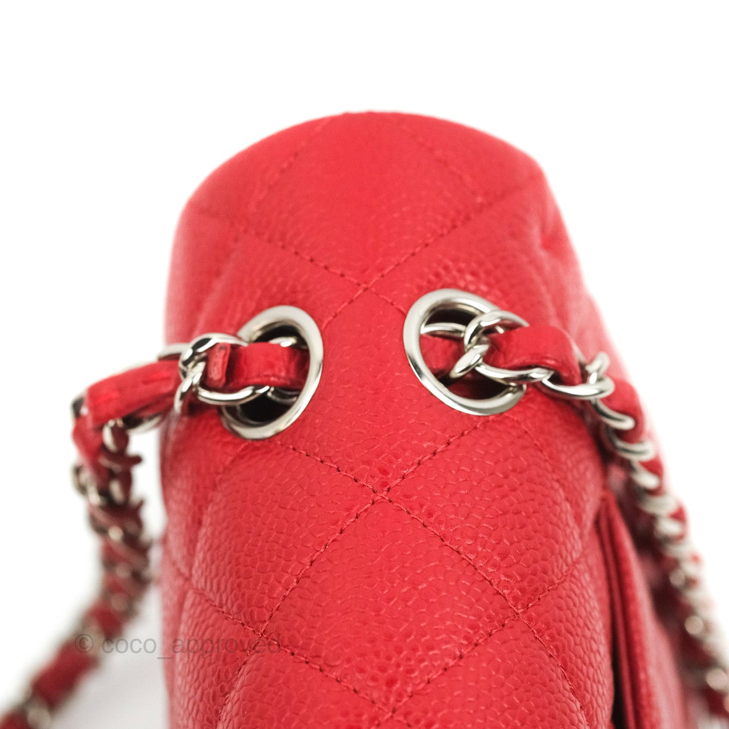 Chanel Classic M/L Medium Flap Quilted Red Caviar Silver Hardware