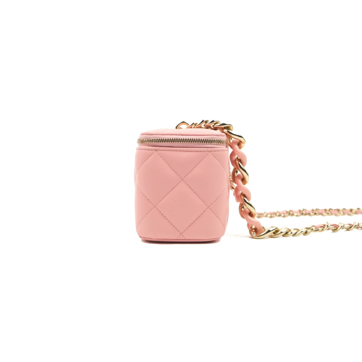 Chanel Resin Elegant Chain Vanity Case Pink Lambskin Gold Hardware