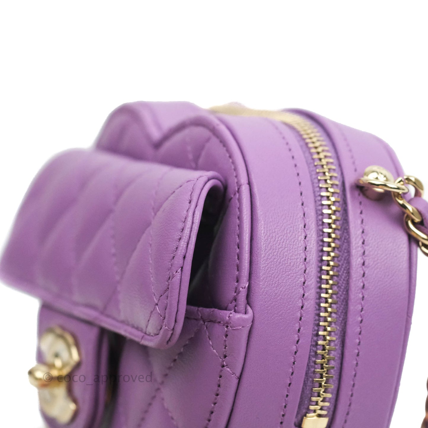 Chanel Small Heart Bag Purple Lambskin Gold Hardware 22S