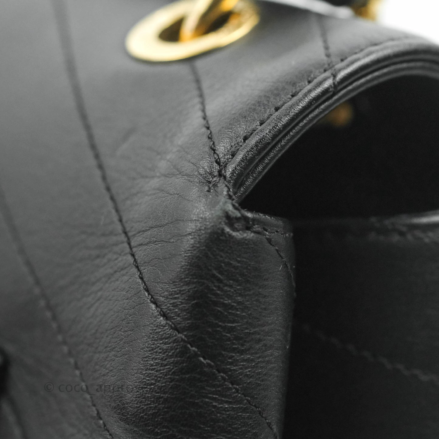 Chanel Chevron Top Handle Black Calfskin Gold Hardware