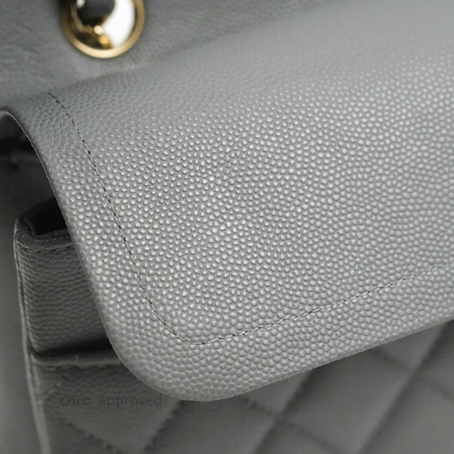 Chanel Classic M/L Medium Flap Quilted Grey Caviar Gold Hardware 20C