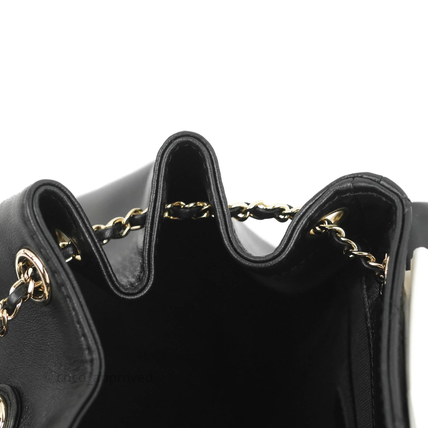 Chanel Quilted Small Duma Drawstring Backpack Black Lambskin 22A