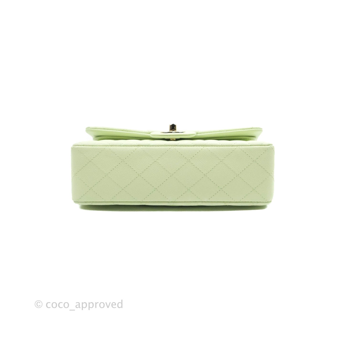 Chanel Small Classic Quilted Flap Pastel Green Caviar Gold Hardware