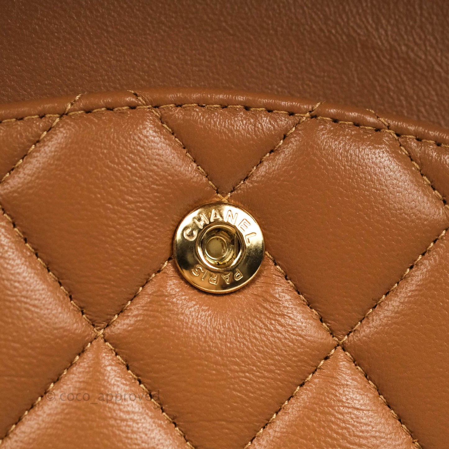 Chanel Classic M/L Medium Flap Quilted Dark Beige Caramel Lambskin Gold Hardware