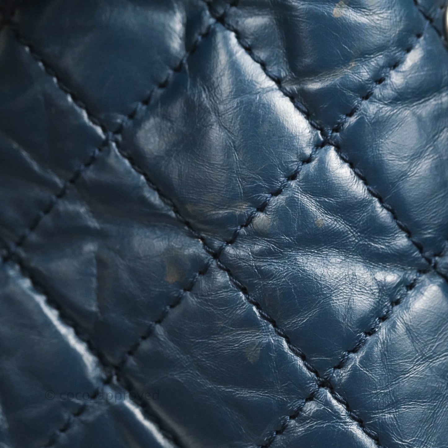 Chanel Drawstring Bucket Bag Dark Blue Aged Calfskin Silver Hardware