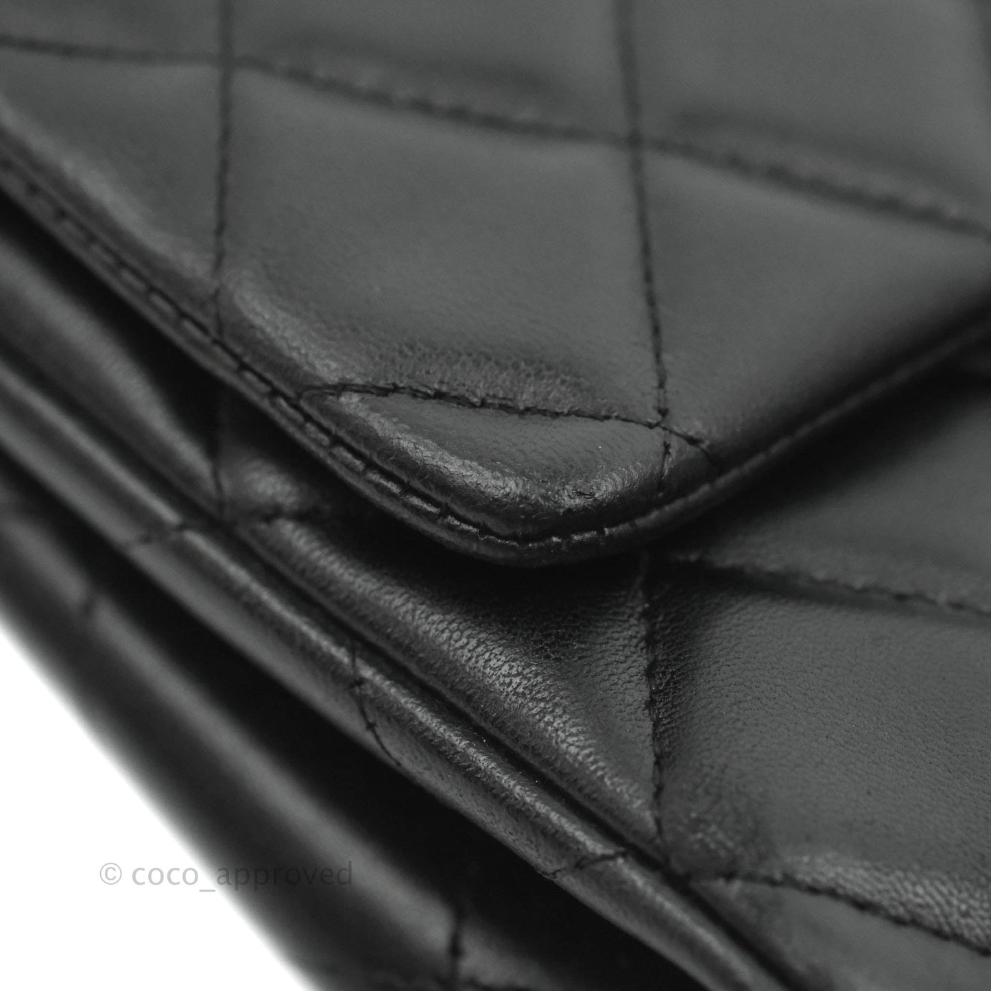 Chanel Quilted Clutch with Chain Lambskin Black Silver Hardware