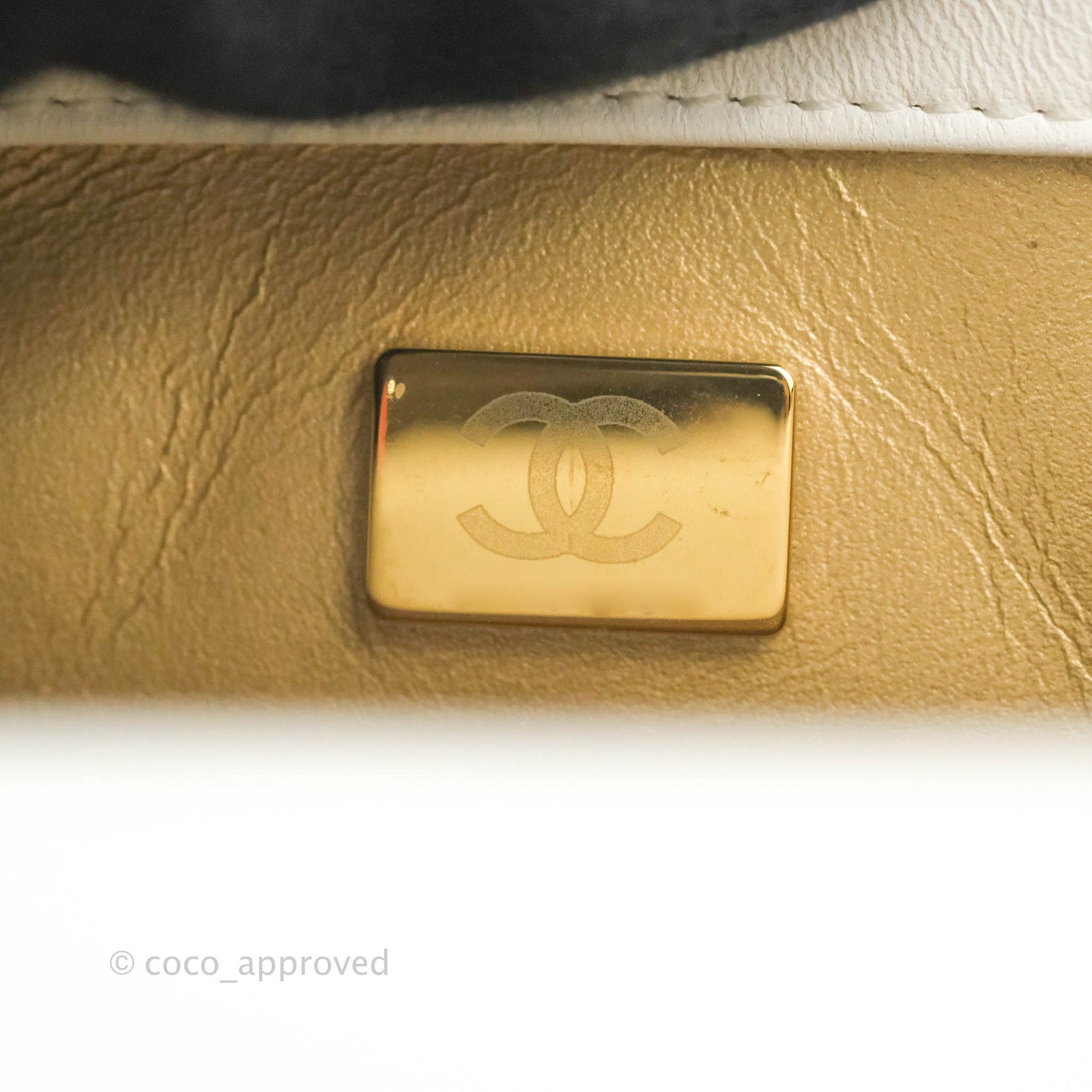Chanel Mini Rectangular Pearl Crush Quilted White Lambskin Aged Gold Hardware