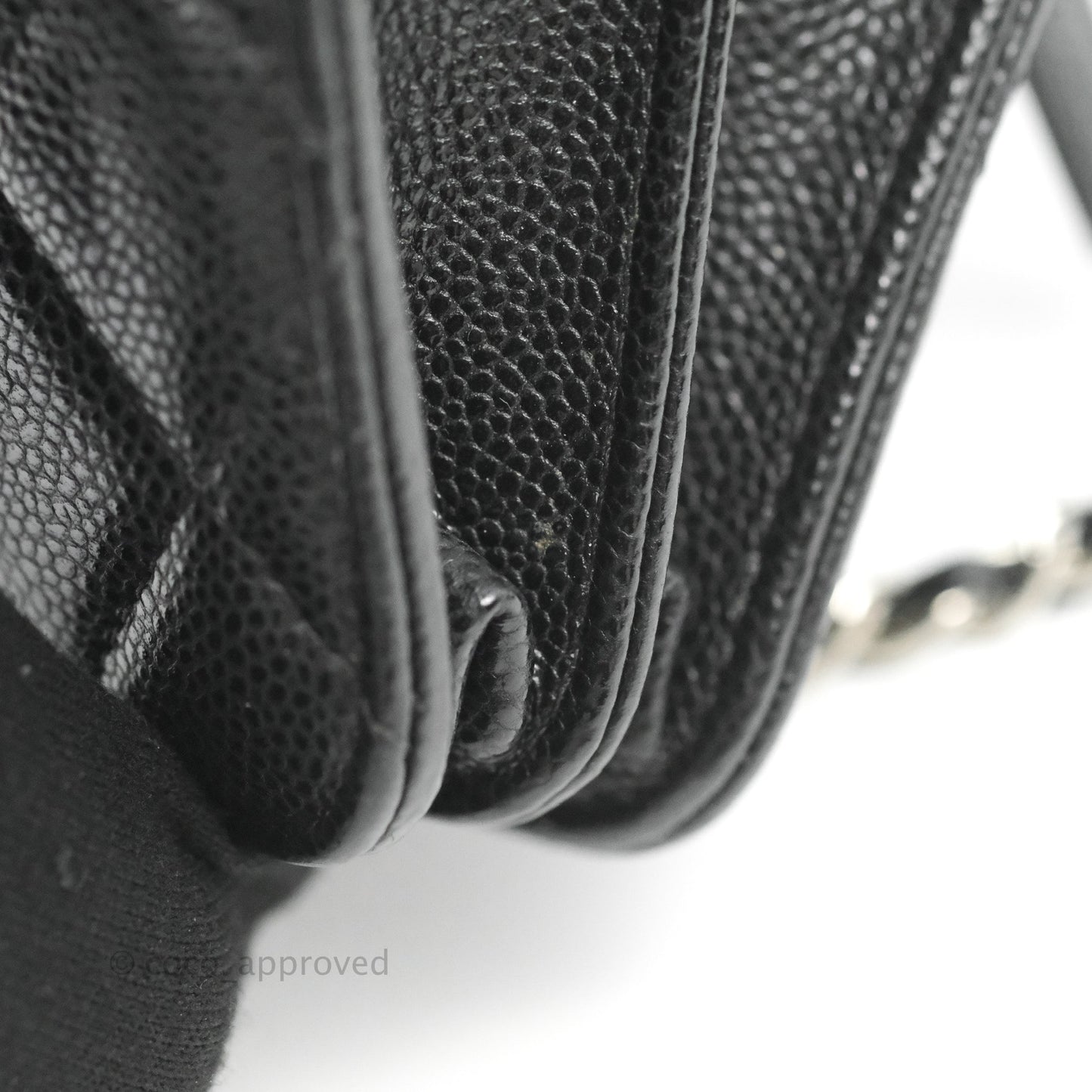 Chanel Quilted Mini Wallet on Chain WOC Black Caviar Silver Hardware