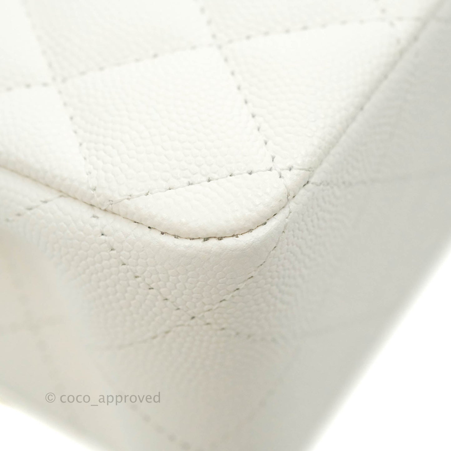 Chanel Classic M/L Medium Double Flap White Caviar Gold Hardware 21B