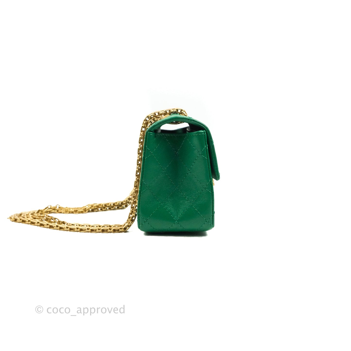 Chanel Mini Reissue 224 Green Aged Calfskin Aged Gold Hardware