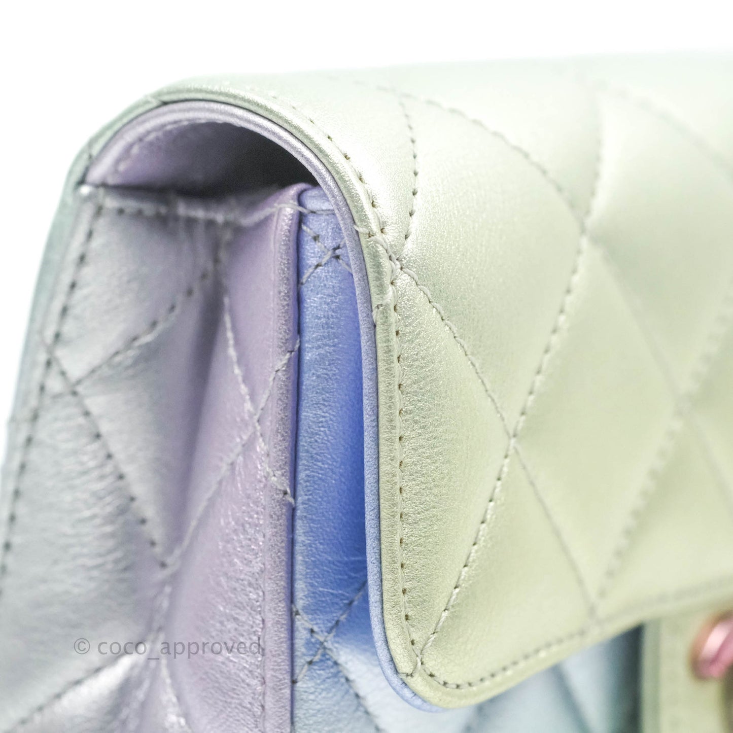 Chanel Wristlet Clutch Iridescent Rainbow Calfskin Leather 21K