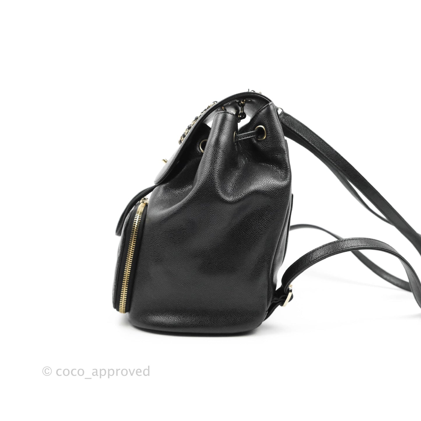 Chanel Quilted Business Affinity Backpack Black Caviar Light Gold Hardware