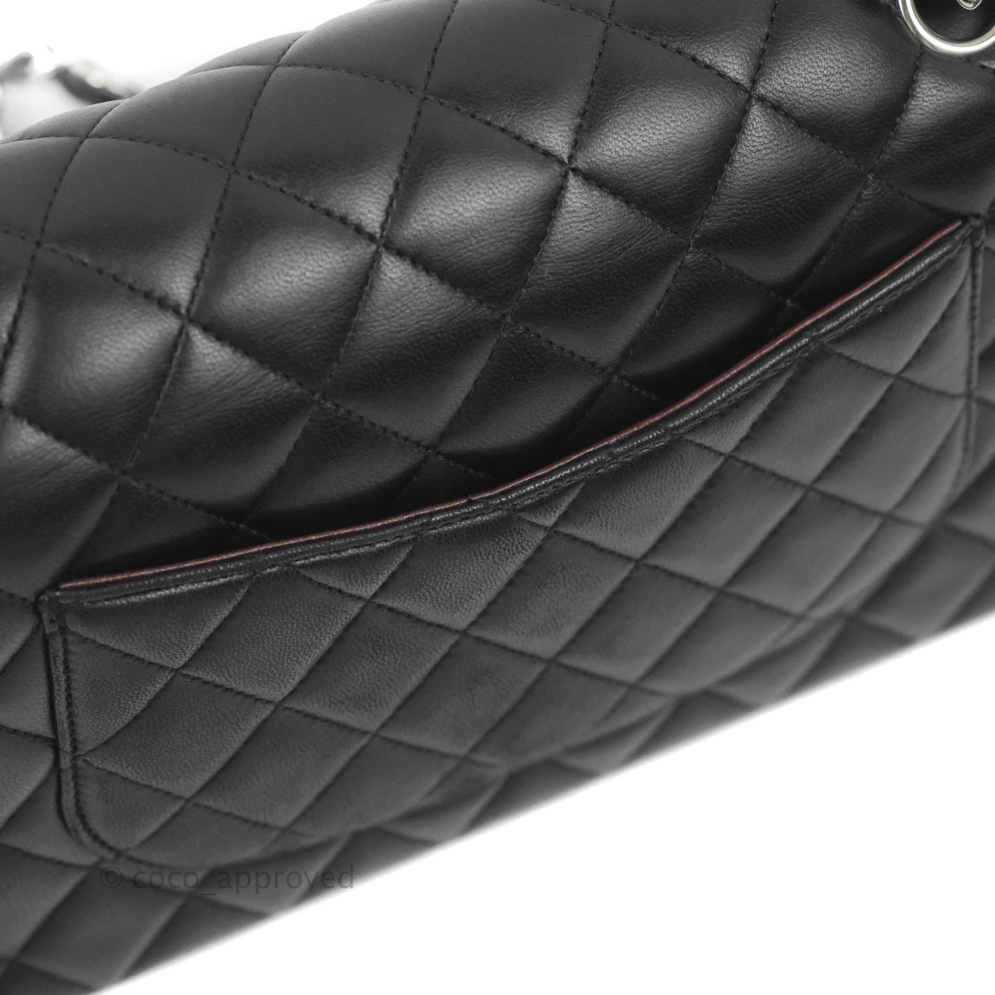 Chanel Classic M/L Medium Flap Quilted Black Lambskin Silver Hardware