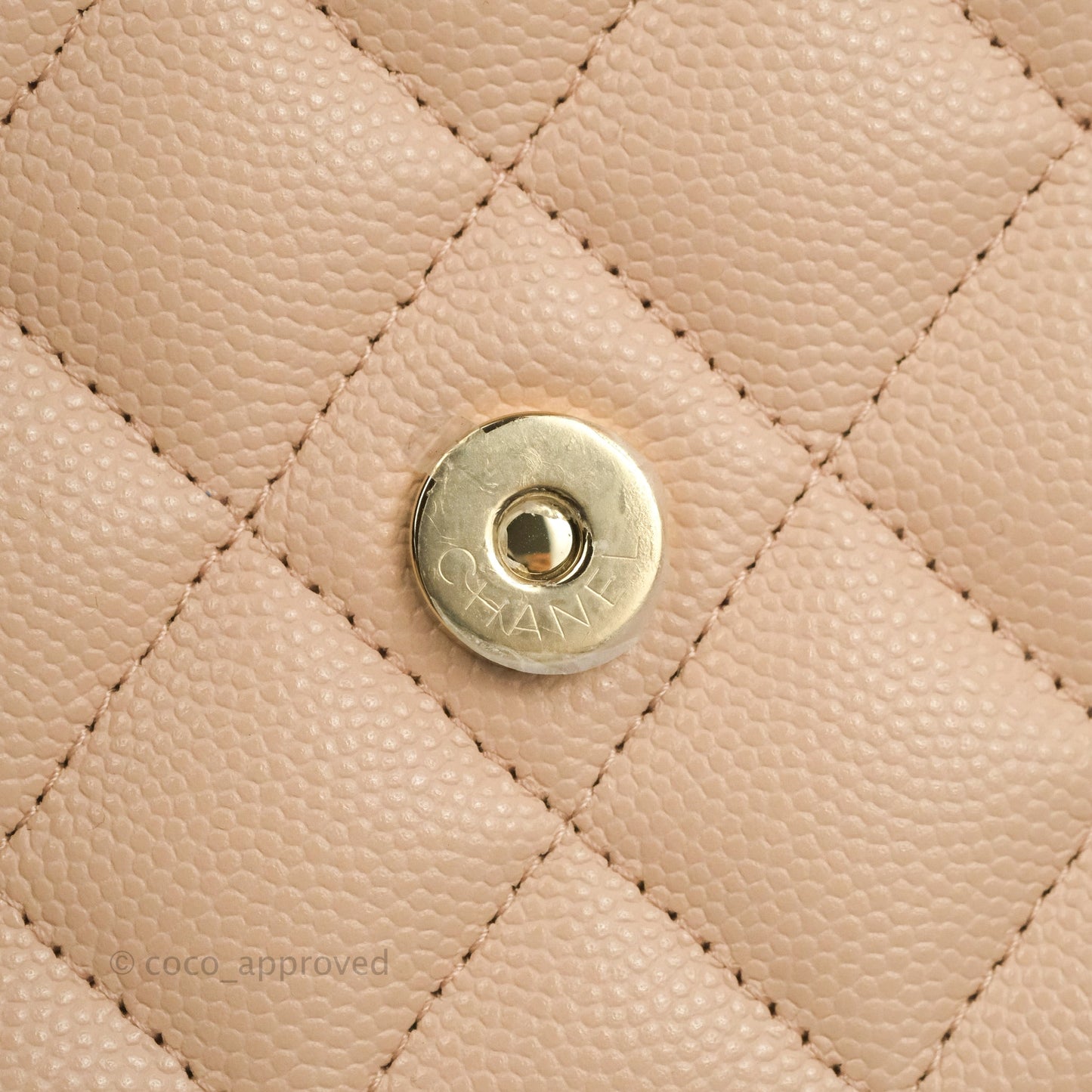Chanel Quilted Classic Wallet on Chain WOC Light Beige Caviar Gold Hardware