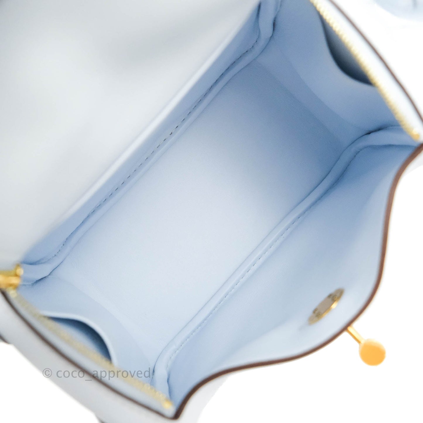 Hermès Mini Lindy 20 Blue Pale Swift Gold Hardware