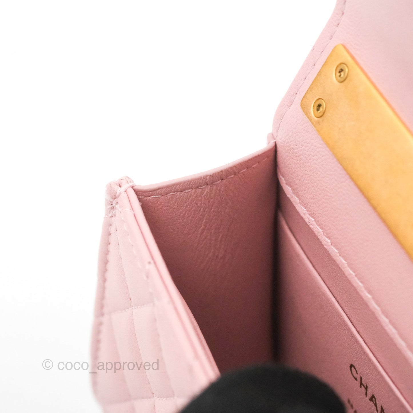 Chanel Enamel Top Handle Clutch with Chain Pink Lambskin Aged Gold Hardware