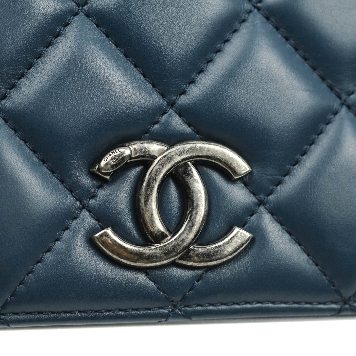 Chanel Quilted Ballerina Small Flap Bag Blue Black Ruthenium Hardware