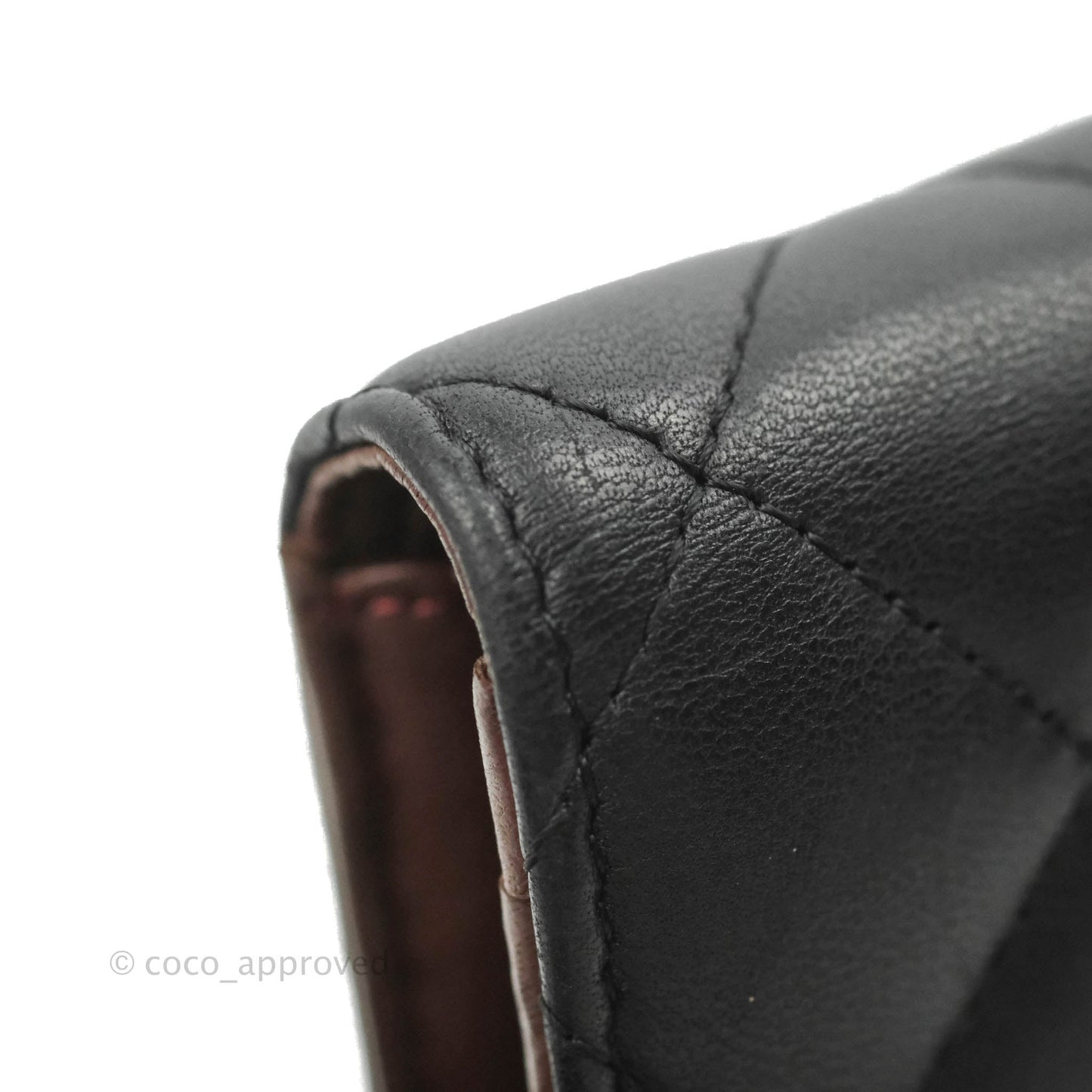 Chanel Quilted Flap Long Wallet Black Lambskin Silver Hardware