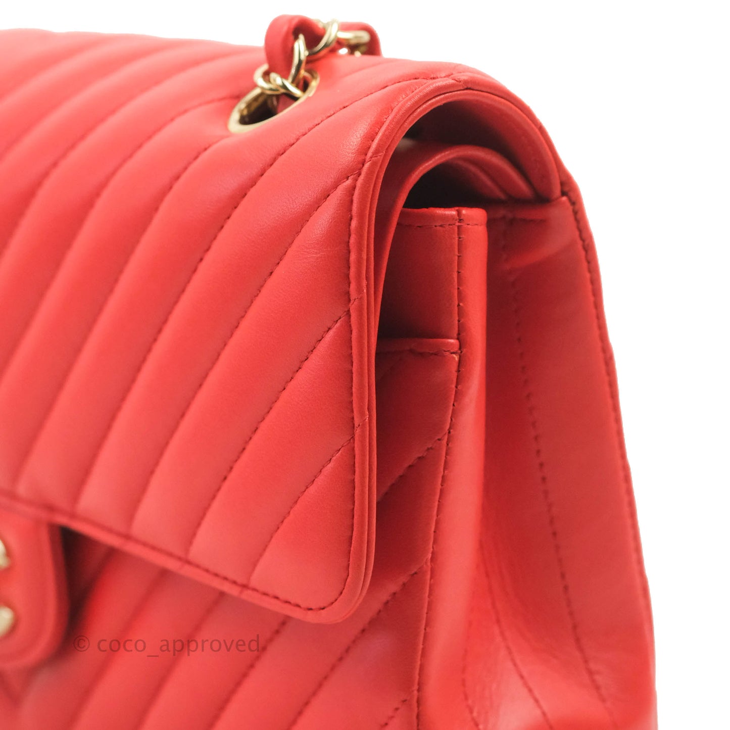 Chanel Classic M/L Medium Double Flap Brick Red Lambskin Gold Hardware