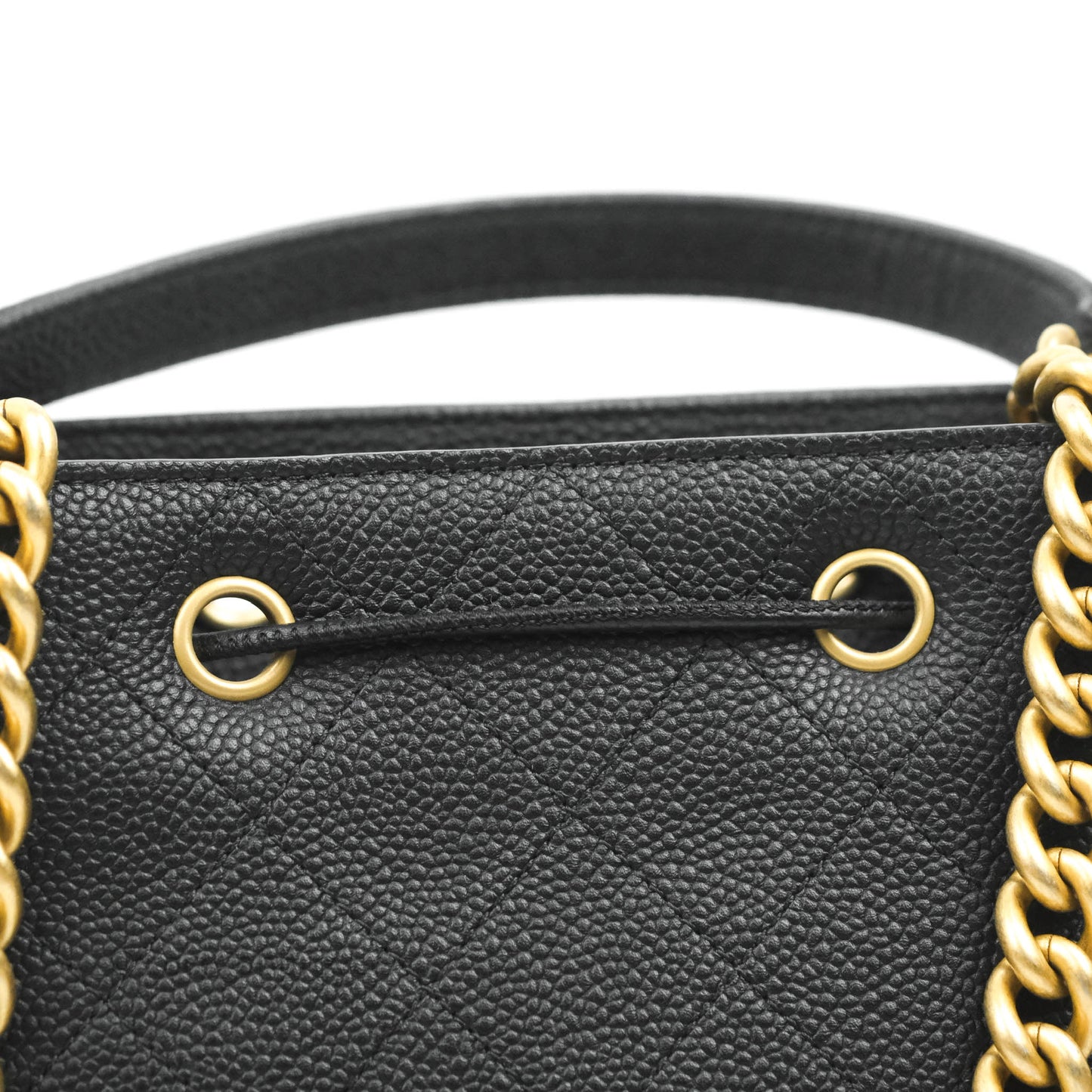 Chanel Black Grained Calfskin Drawstring Bucket Bag