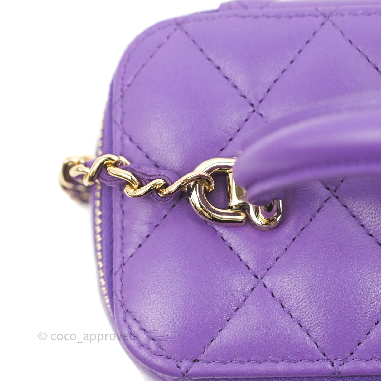 Chanel Vanity Rectangular Top Handle Purple Lambskin Gold Hardware