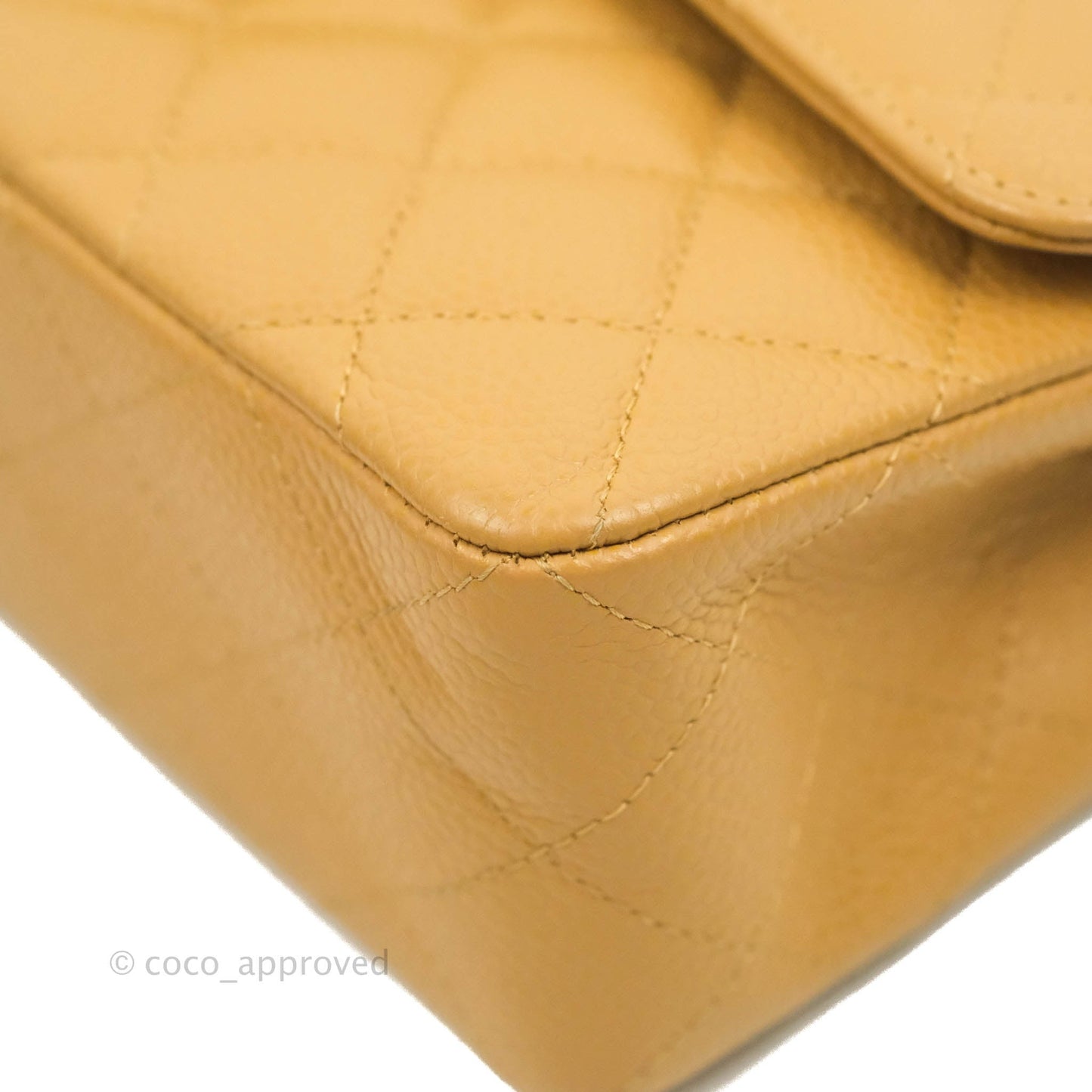 Chanel S/M Small Classic Quilted Flap Dark Beige Caviar 24K Gold Hardware