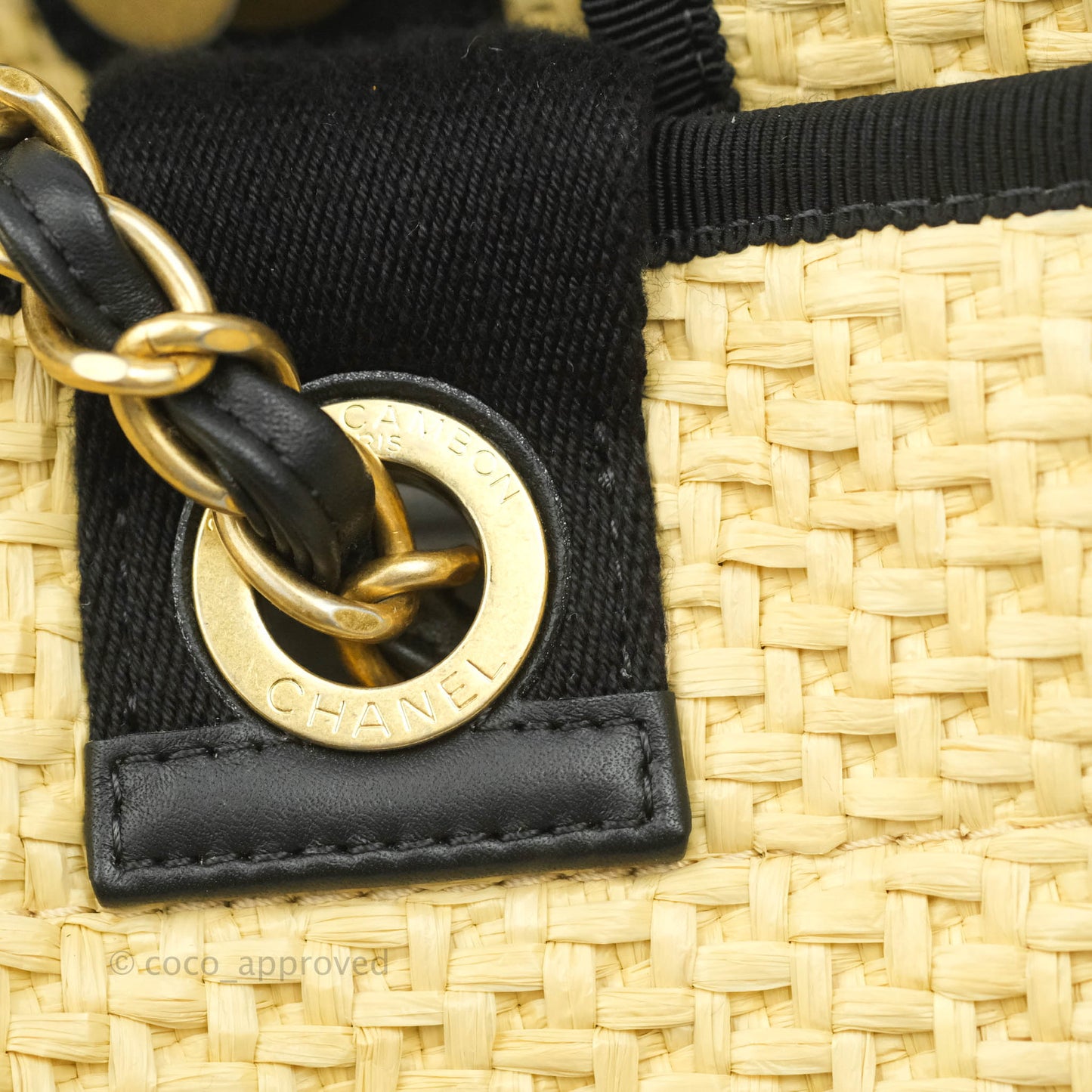 Chanel Large Deauville Tote Woven Chain Leather Logo 21S