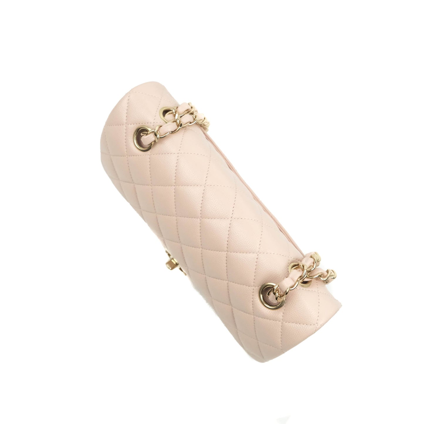 Chanel Classic Small S/M Flap Rose Clair Pink Caviar Gold Hardware 21C