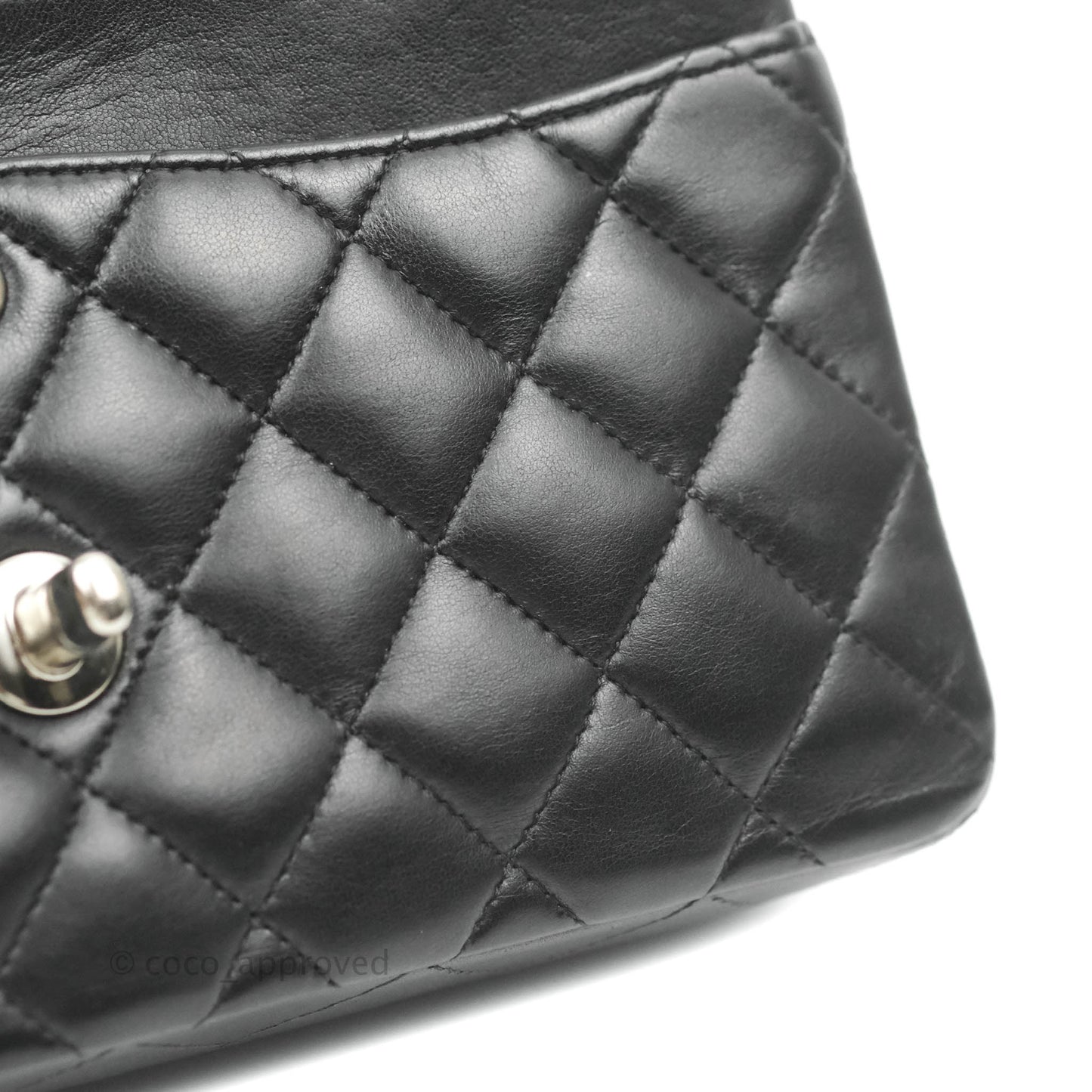 Chanel Small Classic Quilted Flap Black Lambskin Silver Hardware
