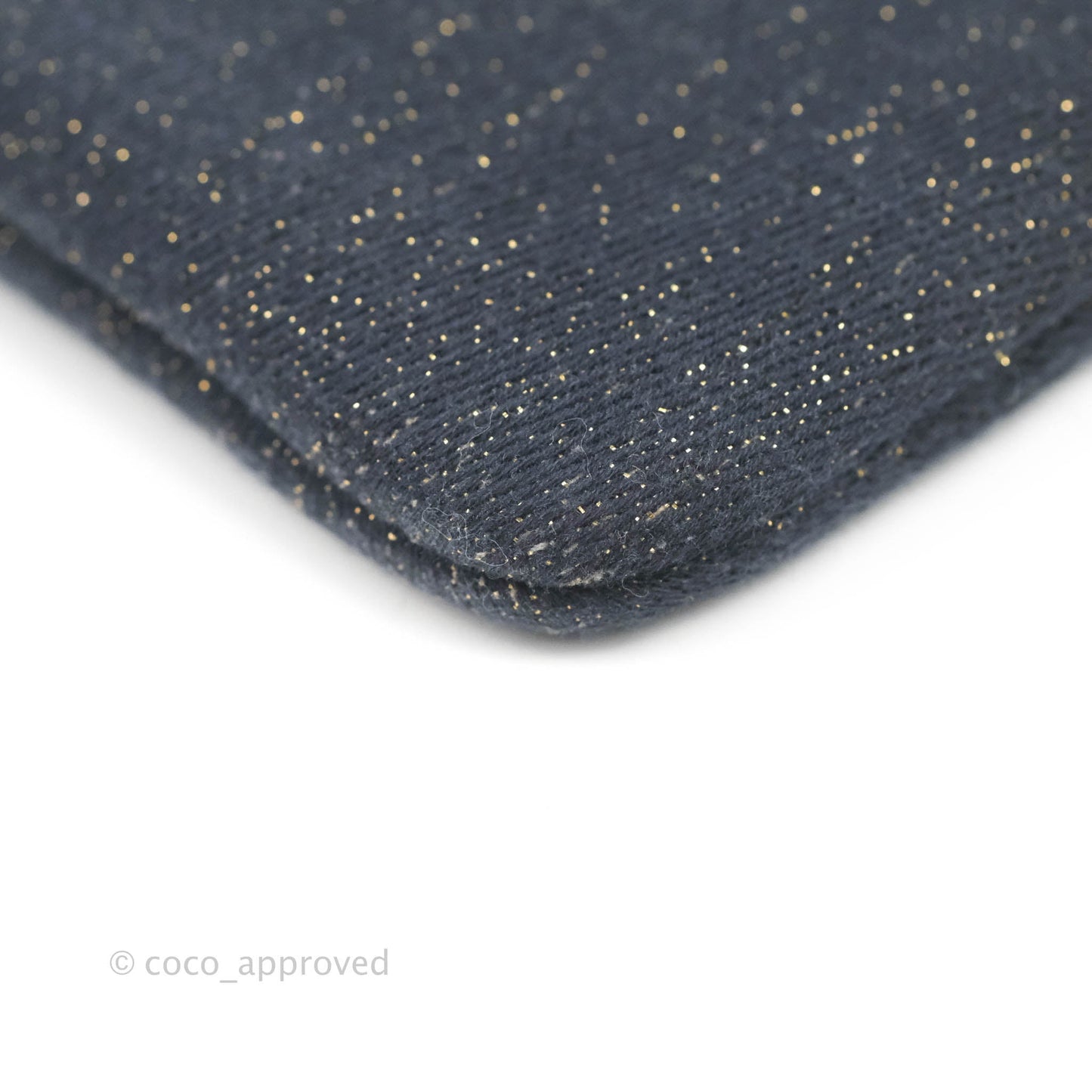 Chanel Mini Deauville O Case Navy Glitter Canvas Gold Hardware