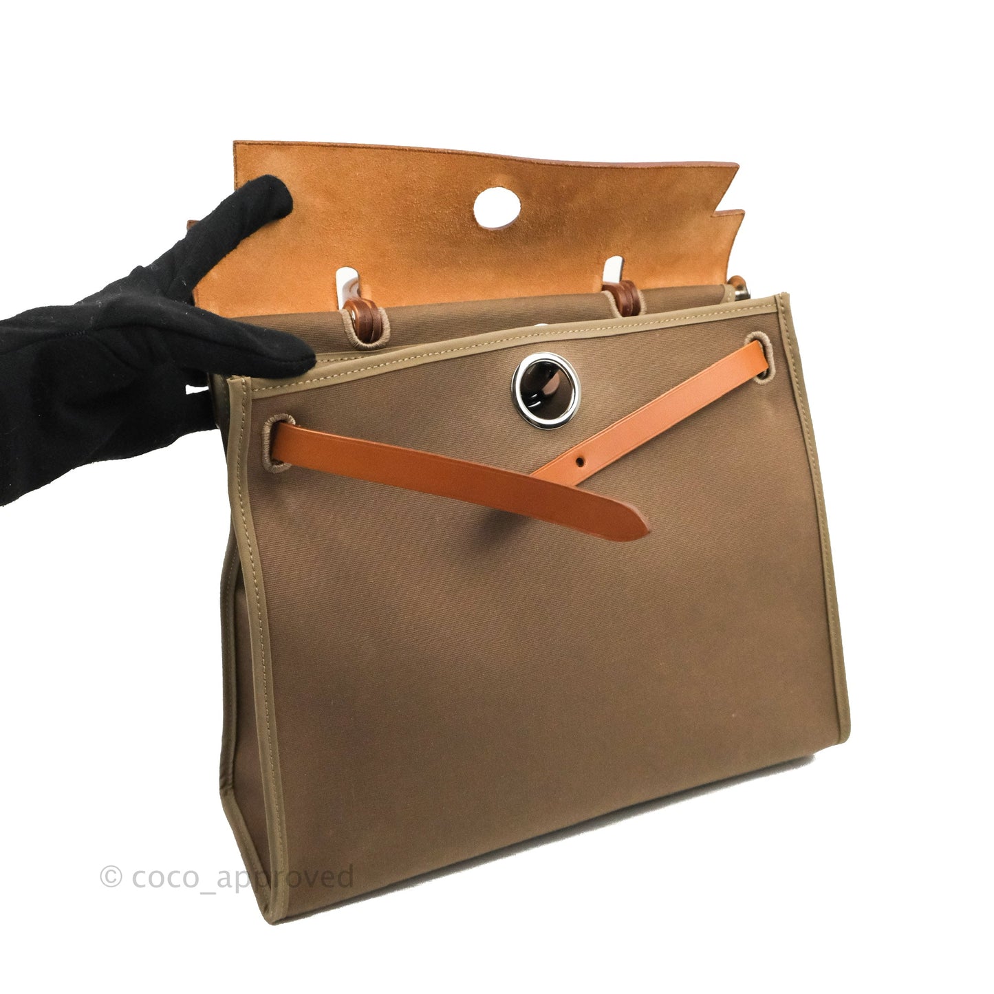 Hermès Herbag Zip 31 Etoupe/Fauve Canvas Palladium Hardware
