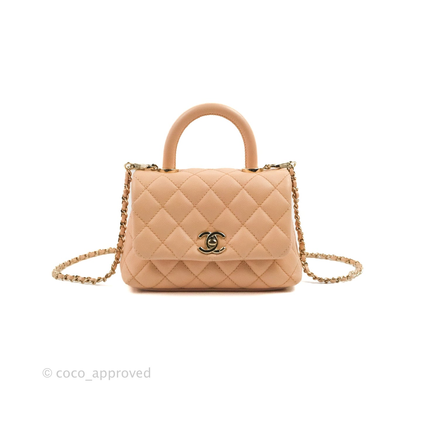 Chanel Mini Coco Handle Quilted Light Pink Caviar Gold Hardware