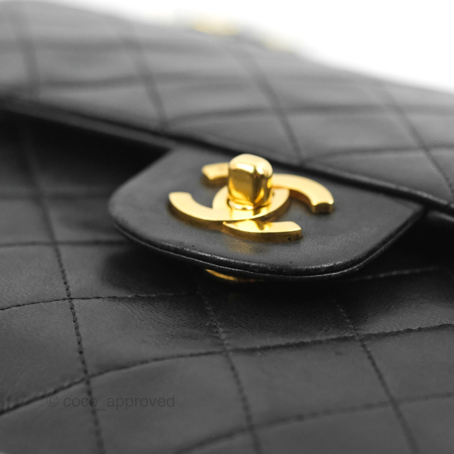 Chanel Vintage Square Flap Bag Black Lambskin 24K Gold Hardware