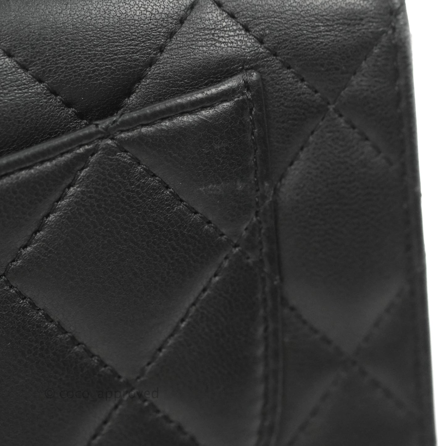 Chanel Quilted Flap Long Wallet Black Lambskin Silver Hardware