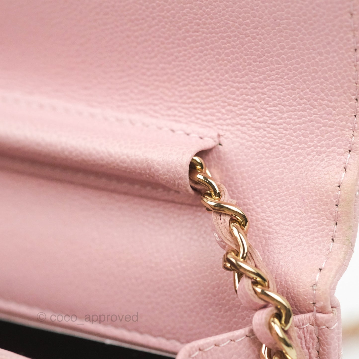 Chanel Quilted Wallet on Chain WOC Light Pink Caviar Gold Hardware