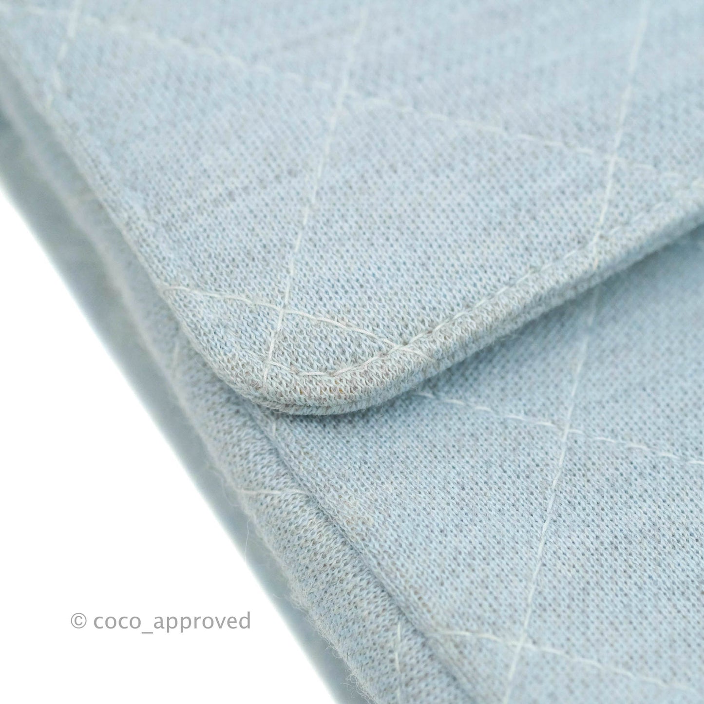 Chanel Jersey Quilted Medium Flap Light Blue Silver Hardware
