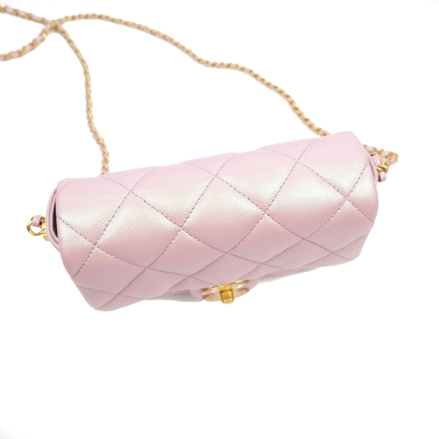 Chanel Quilted My Perfect Mini Iridescent Pink Caviar Aged Gold Hardware 21K