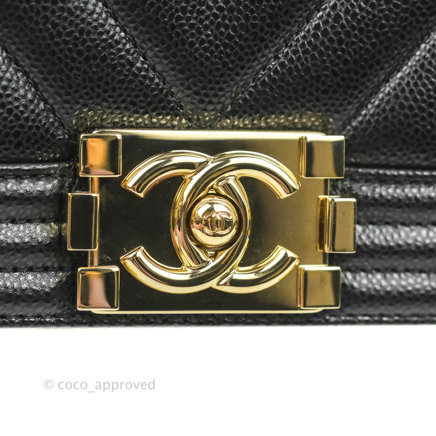 Chanel Boy Chevron Medium Black Caviar Gold Hardware