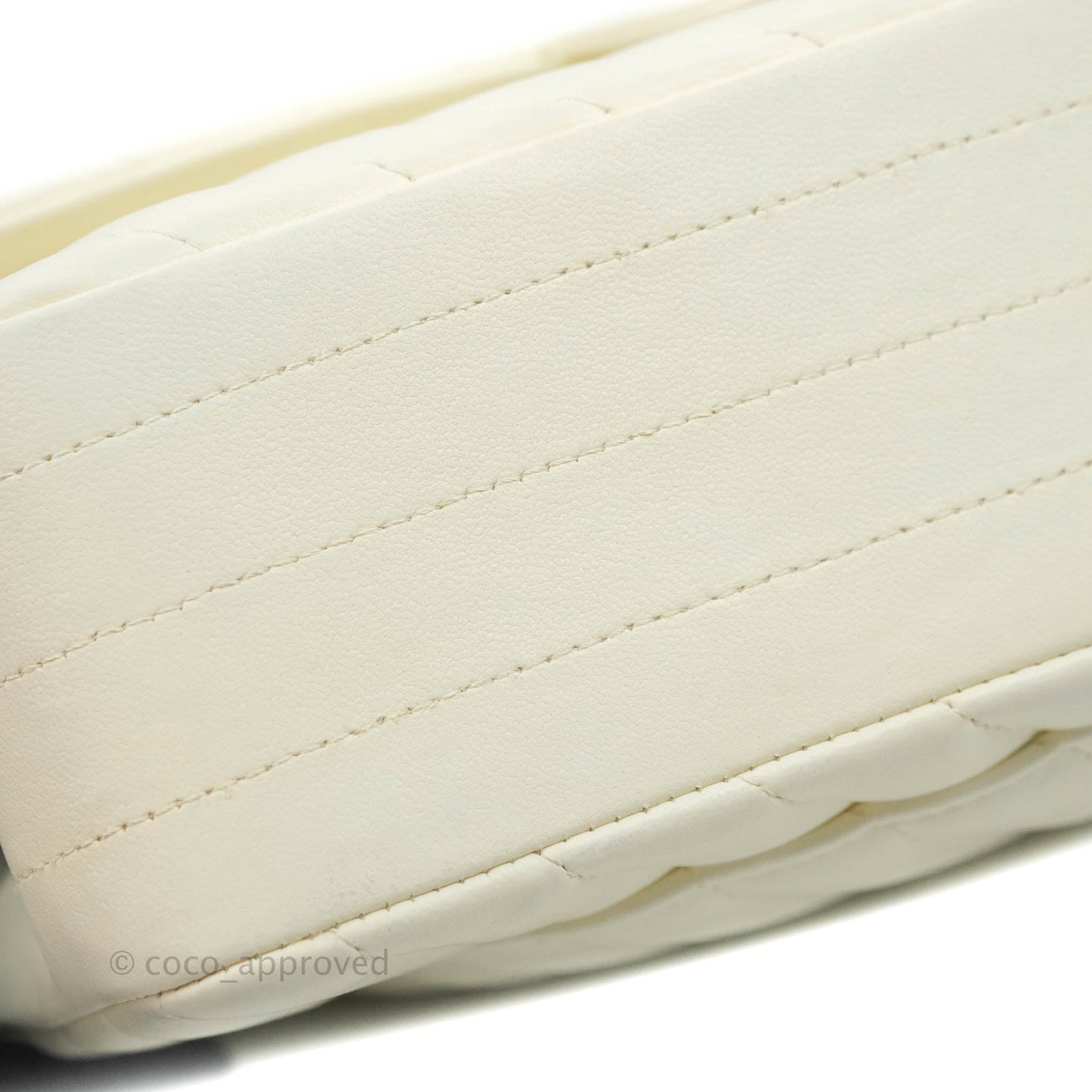 Chanel Classic Chevron S/M Small Double Flap Ivory White Lambskin Gold Hardware