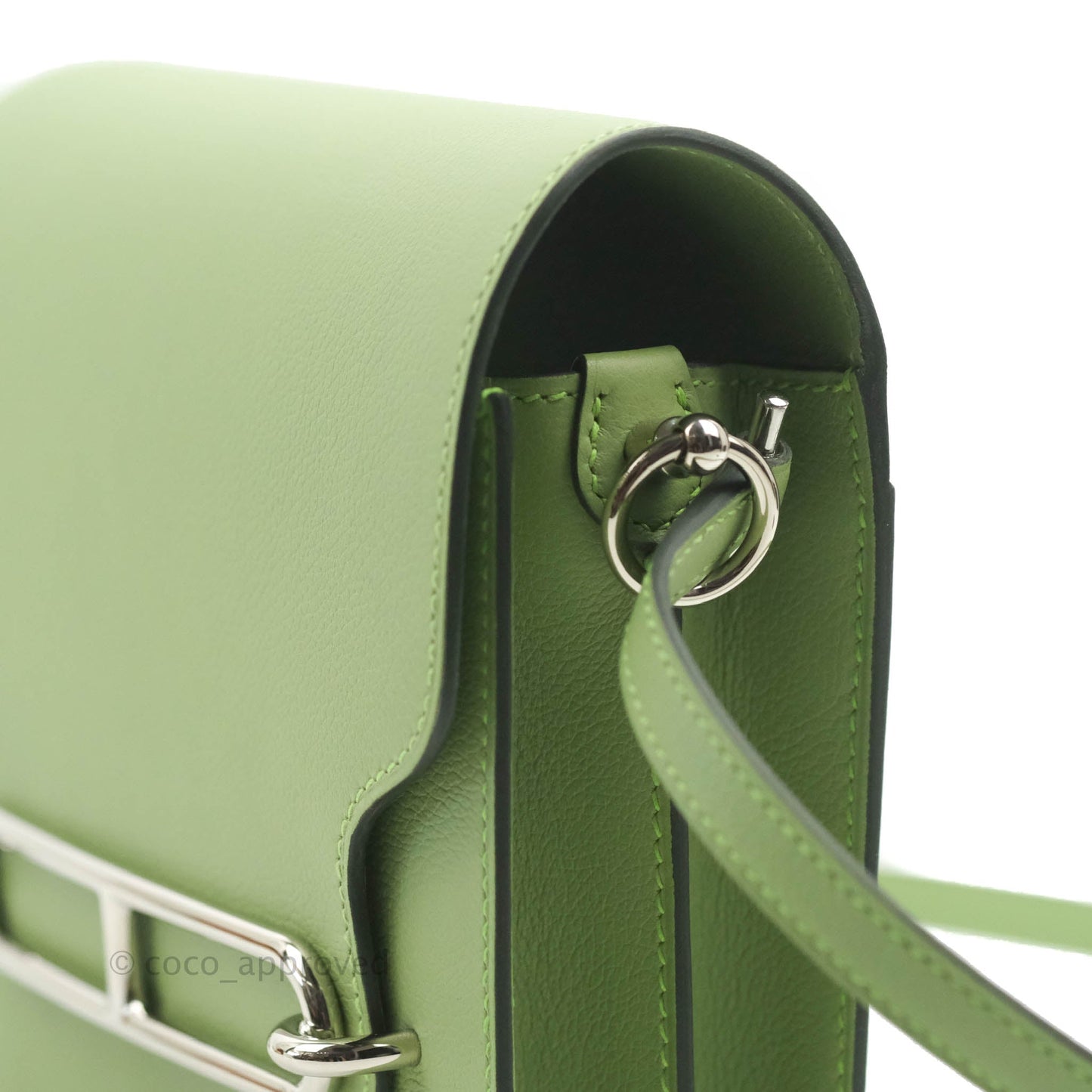 Hermès Roulis Mini 18 Evercolor Vert Criquet Palladium Hardware