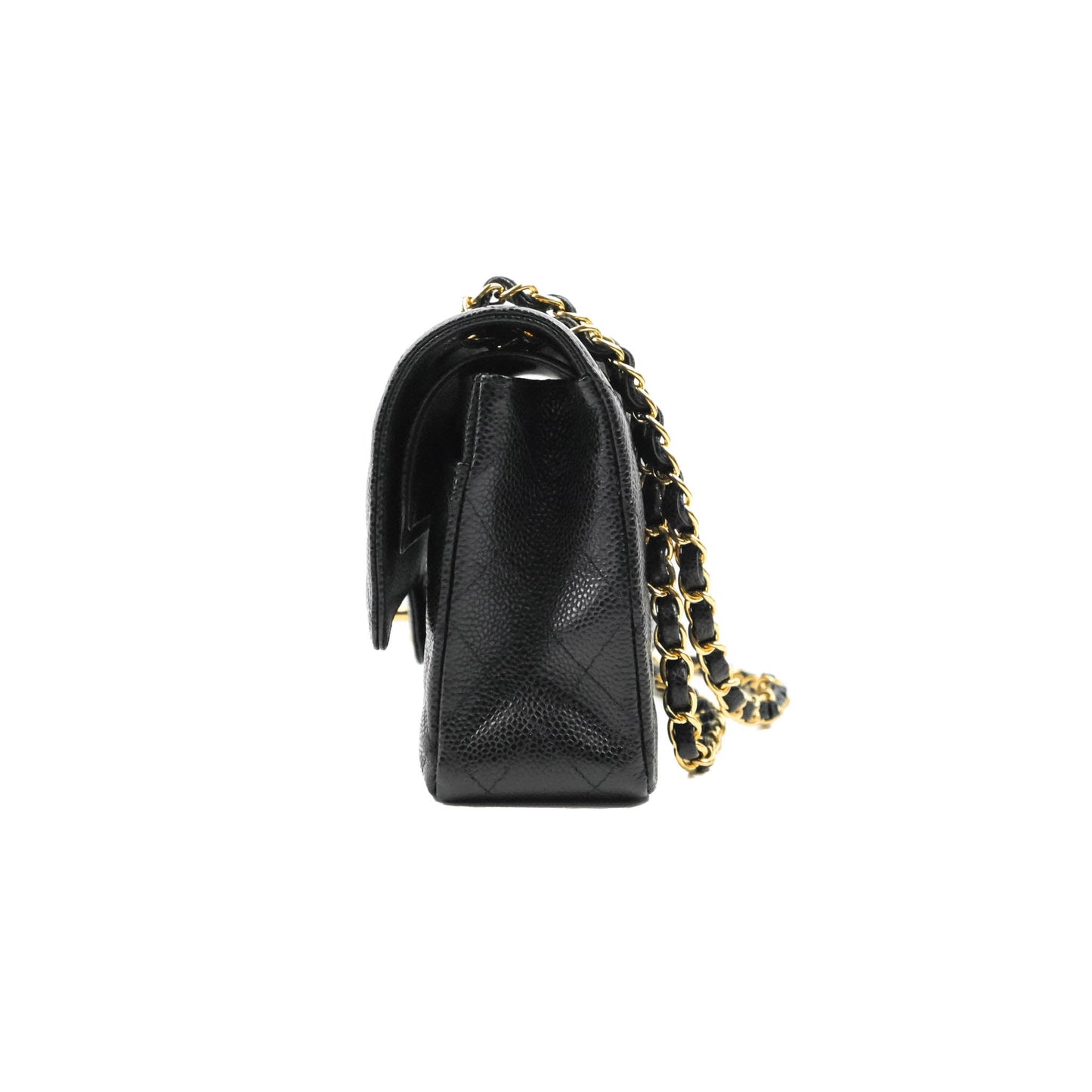 Chanel Classic M/L Medium Flap Quilted Black Caviar Gold Hardware
