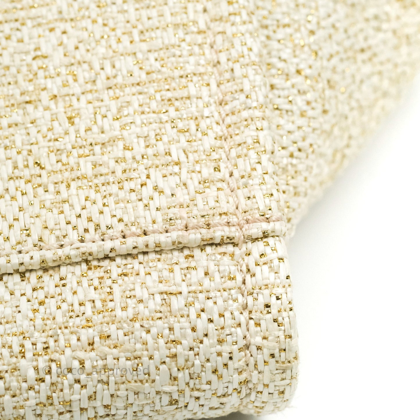 Chanel Large Deauville Ivory/Gold Canvas Gold Hardware