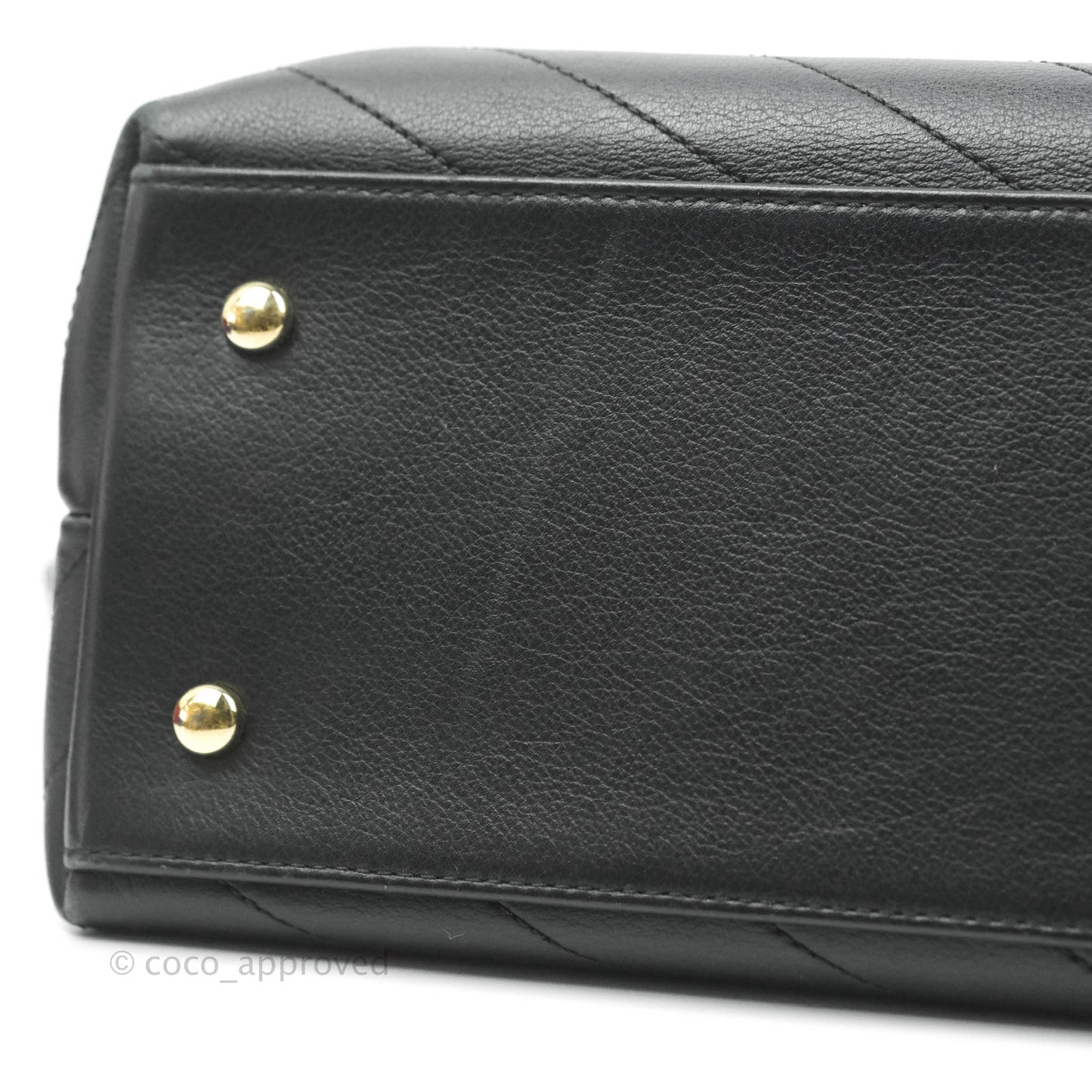 Chanel Chevron Top Handle Black Calfskin Gold Hardware