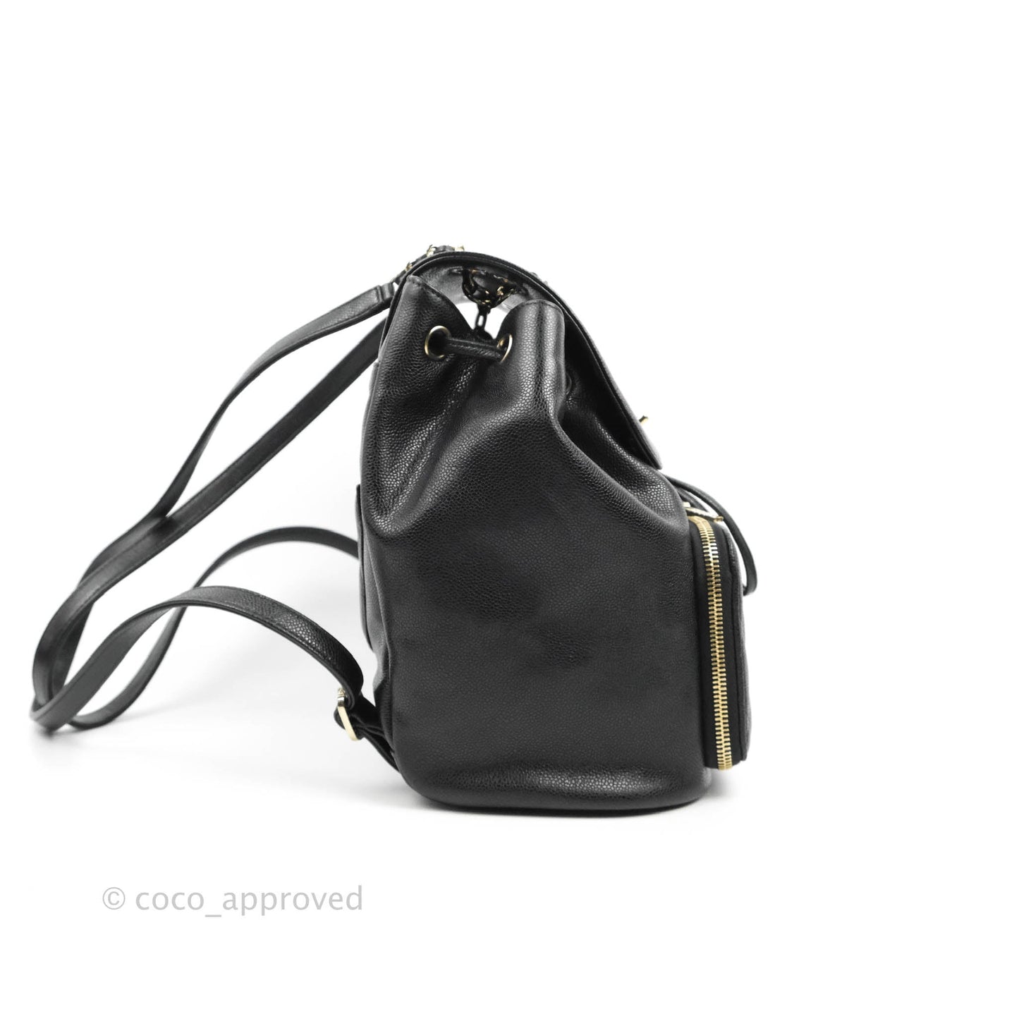 Chanel Quilted Business Affinity Backpack Black Caviar Light Gold Hardware